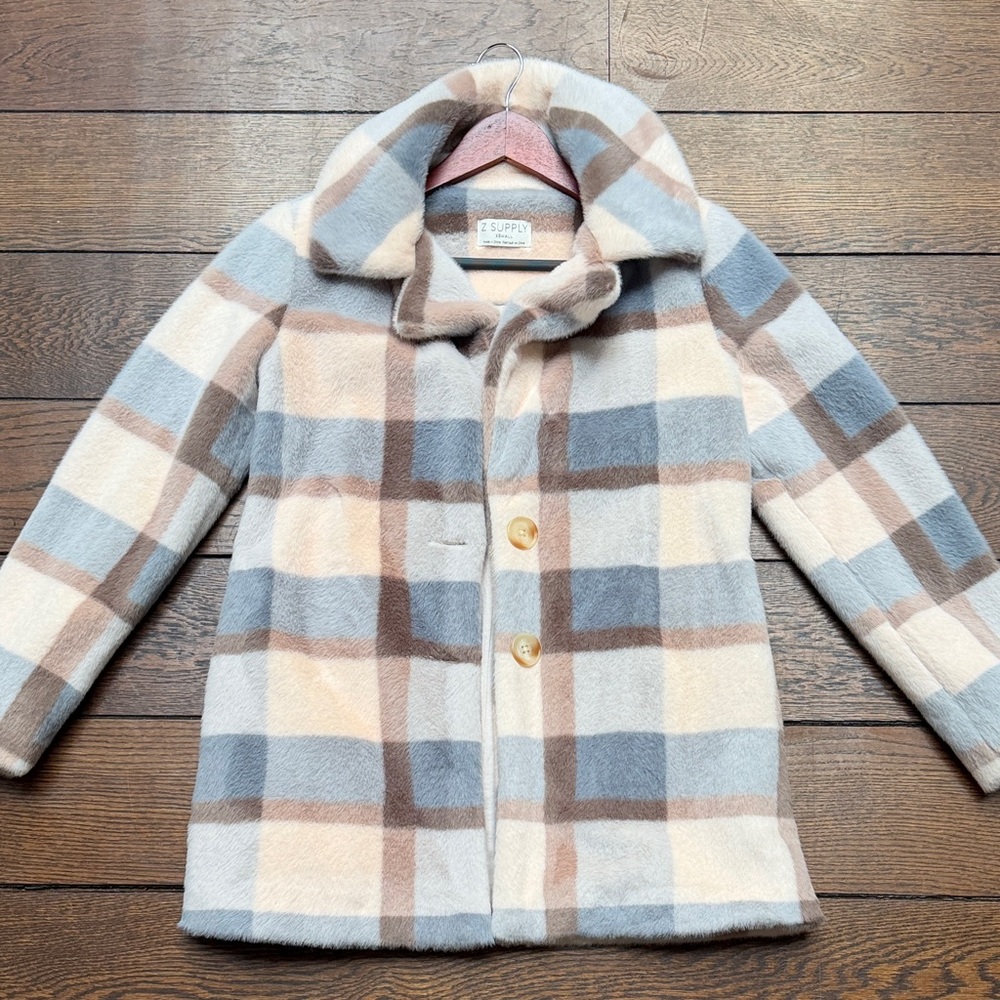 Z Supply Carmen Faux
Fur Plaid Coat XS